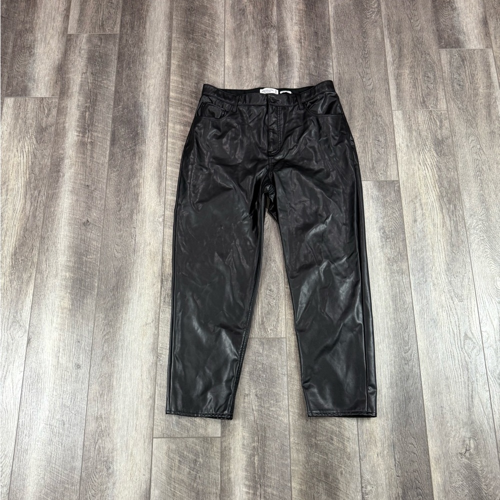 Abercrombie Black Straight Leather Pants‎